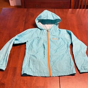 Columbia Kids Aqua Raincoat with Orange Zipper